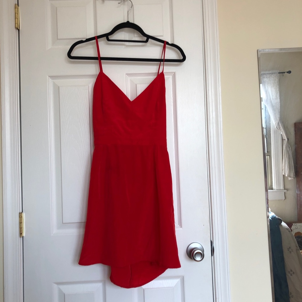 Mango red lace up dress